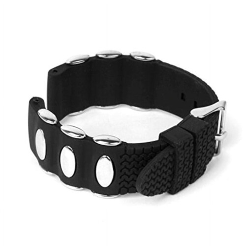 Mens 22mm Silicone Rubber Watchband Strap (Black) 2