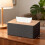 Rectangular PU Leather Tissue Box Napkin Holder for Home, Heightened Napkin Box with Leather Craftsmanship Oversized (Black) 2