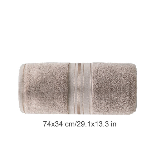 Toalha de banho de algodão 74x34cm cáqui macia e absorvente 2