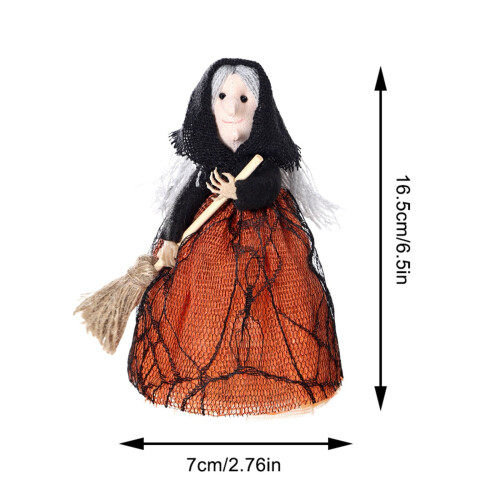 Halloween witch tree topper black with broom 1 piece 2