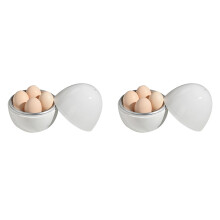 2X Microwave Egg Boiler Quick 5-Minute Cooker for Hard or Soft Boiled Eggs Steams to 4 Eggs Multi-Use Steamer