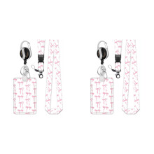 2X Badge Holder Retractable Clip with Lanyard,Bow Print Lanyard with ID Holder,Breakaway Lanyards for ID Badges