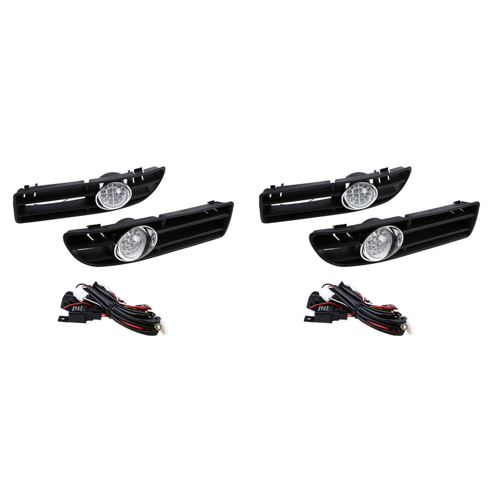 2 Pair Led Foglamp Front Grille Front Bumper Grille Fog Lights For Bora Mk4 1999-2007 White/Light 4711519490249