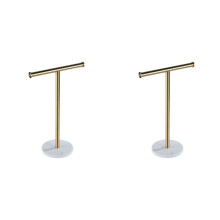 2X T-Shape Hand Towel Stand with Marble Base for Bathroom Countertop Tissue Rack Holder Free-Standing Towel Hanger