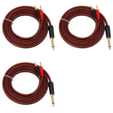 3st 1/4 TS Till Banankontakt, 6,35 mm TS Phono Till Banankontakt Högtalarljudkabel, Guldpläterad 1/4 TS Hane Till Dual Banana (1,5M)