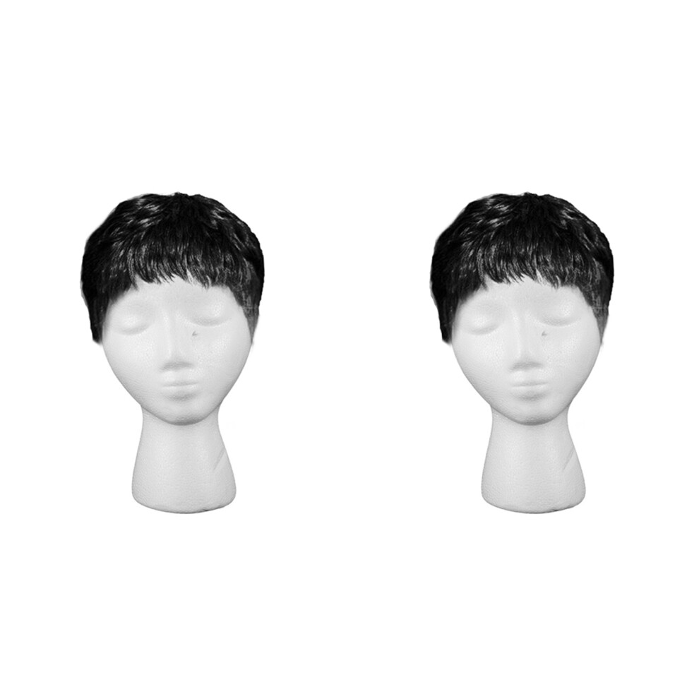 2X Short Wig Women'S Wig, Human Short Hair Wig Coat Hair with Wigs for Women and Girls(Black)