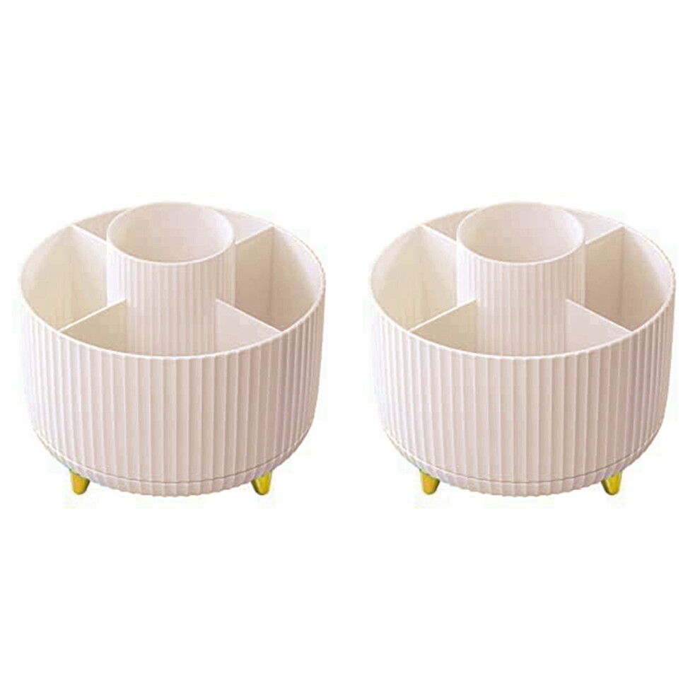 2X Makeup Brush Holder Organizer, 360 Rotating Pencil Pen Holder Cup, Desk Accessories, 5 Slot Make  Brushes Cup