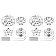 8X Rosette Iron Molds Set Bunuelos Mold with Handle Cooking Stamp Maker Kit Cookie Cutter Aluminum Alloy Waffle Mold
