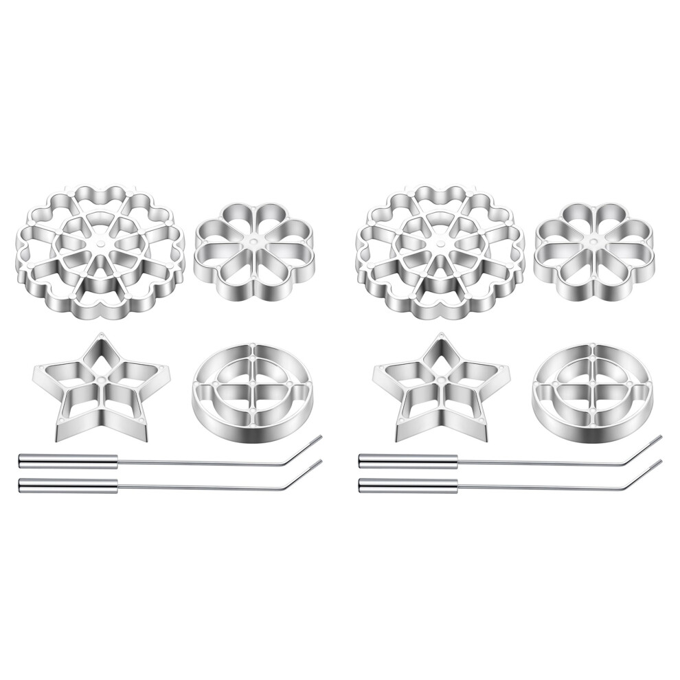 Semoic 8X Rosette Iron Molds Set Bunuelos Mold With Handle Cooking Stamp Maker Kit Cookie Cutter Aluminum Alloy Waffle Mold
