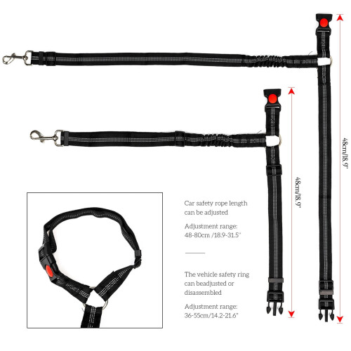 XUKEY Clip per cintura di sicurezza per auto per cani e gatti, regolabili, per viaggi e sicurezza. 2