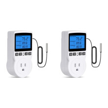 2X Plug-in Thermostat Temperature Controller Socket Heating Cooling Control Timer 1800W 110V 15A Backlit Display US Plug