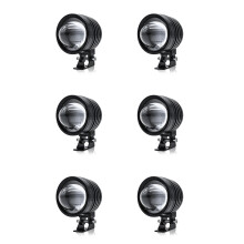 6pcs 3 Inch Headlight 30W 6000LM Fisheye LED Motorbike Light Headlight Driving Fog Spotlights White+Amber Light