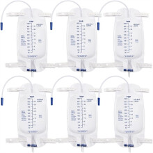 Foley-Katheterbeenzakken voor Mannen, Verpakking van 6 Stuks, Katheterzakken van 1000 Ml voor Mannen, Urinezakken met Spatbestendig Afvoerontwerp.