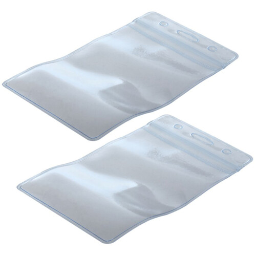 100 Pcs Clear Plastic Vertical Name Tag Badge ID Card Holders