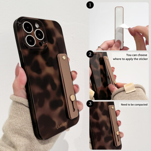 Case for iPhone 14 Pro Max Leopard Amber Design Shockproof TPU Protective Cover with Wrist Strap 1