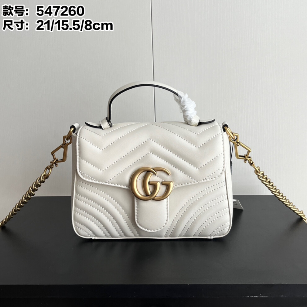 Xhrain Gucci Gg Marmont Mini Top Handle Bag 547260 Beige 21Cm