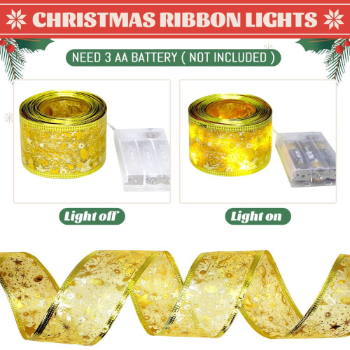 Christmas Tree Ribbon Lights 200 LED 2x66ft 8 Modes Timer 2