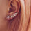 CZ Leaf Vine Ear Crawler for Women Rose Gold Copper Base 2
