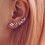 CZ Leaf Vine Ear Crawler for Women Rose Gold Copper Base 6