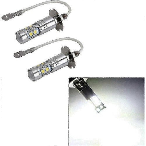 2pcs Super Bright White H3 LED Fog Light Bulbs,compatible 12V-24V DC Headlight Conversion Kit 1