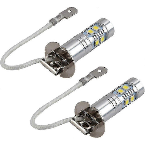 2pcs Super Bright White H3 LED Fog Light Bulbs,compatible 12V-24V DC Headlight Conversion Kit 2