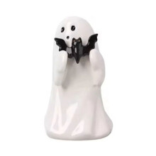 Halloween Resin Håller Fladdermus Trädgårdsstaty Ornamenter Scendekoration Flerscener Hartshantverk