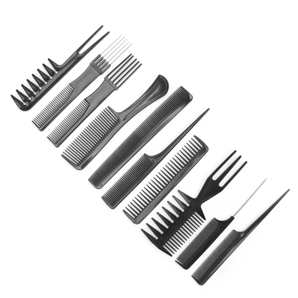 Hair Styling Comb Set 10pcs Professional Barber Salon Metal & Plastic Designs