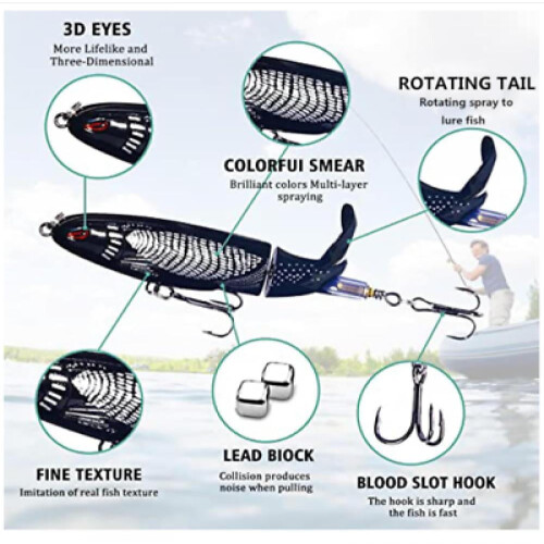 Stück Whopper Plopper Oberflächenköder, Bassköder, schwimmend, mit rotierendem Schwanz 1