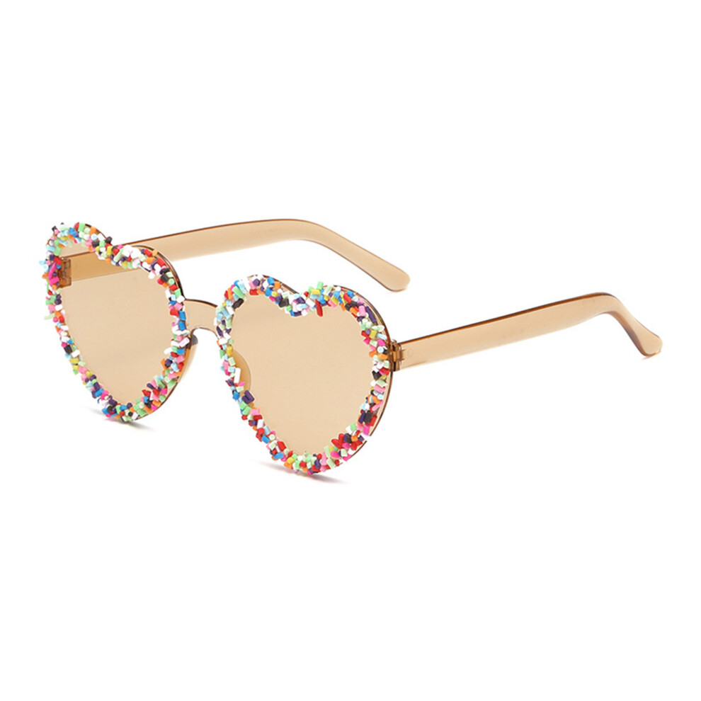 Phui-Pet-Supplies (Champagne) Trendy Heart Sunglasses For Women - Uv Protection