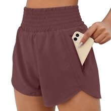 High Rise Women's Running Shorts Quick Dry-light claret S
