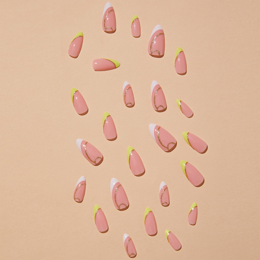 Roc-Electron French Fake Nails With Fluorescent Tips For Nail Art