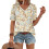 Women's  Short Sleeve Button-Down V-Neck Shirts rSets -Beige M 1