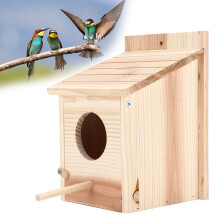 Natural Wooden Birdhouse DIY Outdoor Breeding Box 15x16x21.5cm