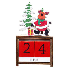 Buon Natale Dipinto nel Legno Babbo Natale Calendario Ornamenti di Natale Decorazioni di Natale per il Calendario del Conto Alla Rovescia Elk