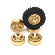 4PCS Brass 1.0 Beadlock Wheel Rim Wheel Hub Counterweight for Axial SCX24 1/24 RC Crawler Car Upgrades Parts,Yellow