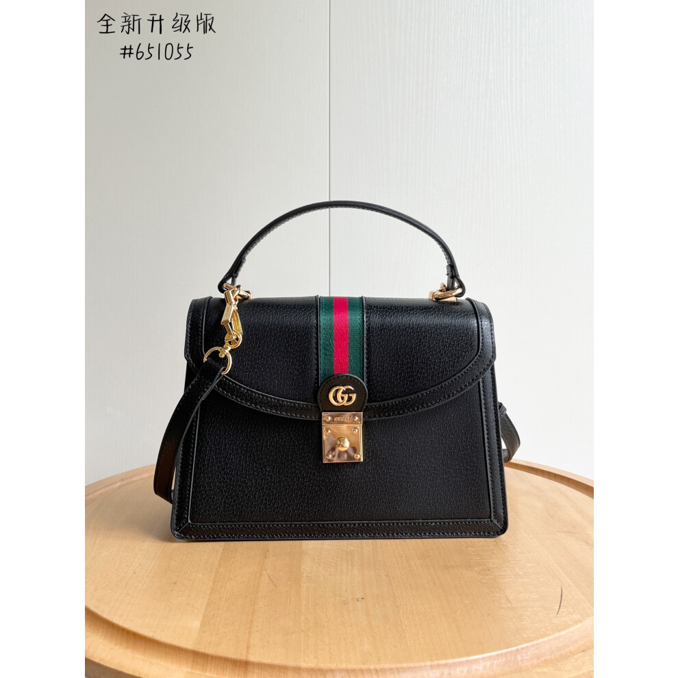 Xhrain Gucci Ophidia Top Handle Bag Gg Canvas Retro Square Black