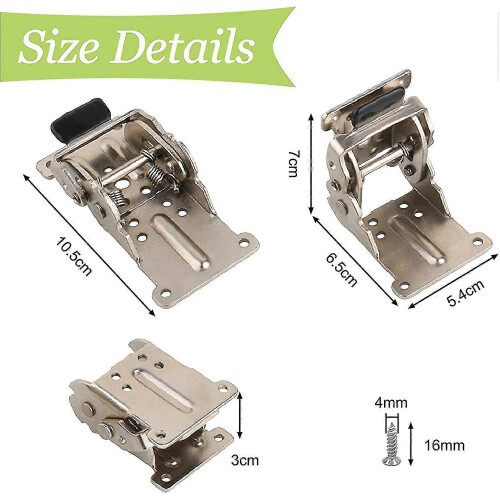 Self-locking Folding Hinge, 2 Pcs Silver Stainless Steel Folding Support Bracket Lock Extension Tabl 1