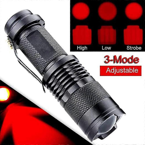2 Pack Red Light Torch, Mini Red Flashlight Zoomable Signal Torches Waterproof 1