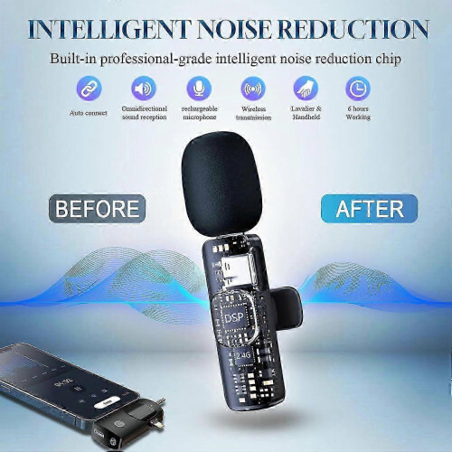 2025 3 in 1 Wireless Lavalier Microphone compatible iPhone, iPad, Android, Camera,12-Hour 2