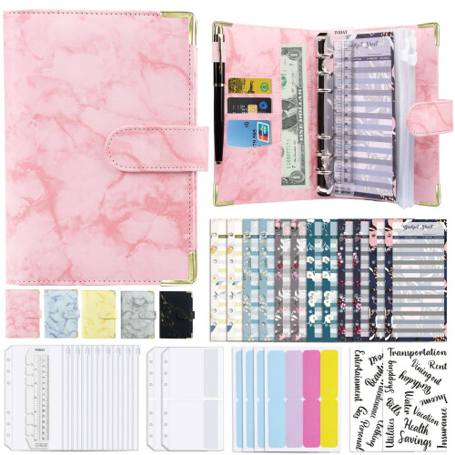 A6-Ringbuch mit Budgetblatt, Budgetplaner Pink