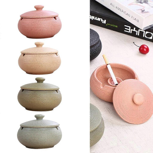 Ceramic Ashtray with Windproof Lid for Indoor Outdoor Use -Green 2