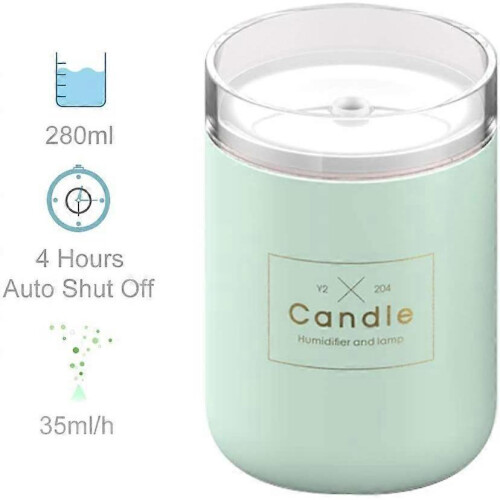 (Green) 350ml Cool Mist Humidifier LED Night Light Diffuser Purifier Atomizer 1
