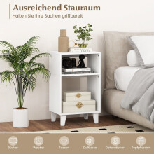 3-tier side table bedside table with shelves & legs 39.5 x 29.5 x 65 cm white