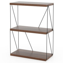 3 Tier Standing Shelf with Metal Frame Industrial Bookcase Storage Rack 60 x 29.5 x 82 cm