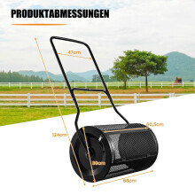Distribuitor de compost de 80 L cu mâner în U și coș din plasă Distribuitor de turbă Distribuitor de îngrășăminte Compost negru