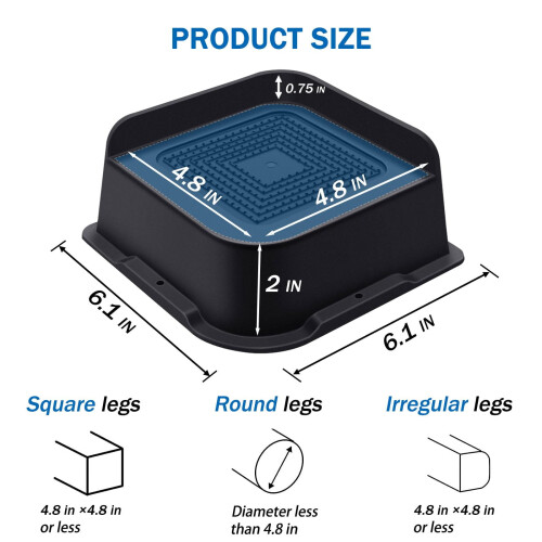 Elevadores de cama de 5 cm (2 polegadas) para serviço pesado, elevadores de móveis para cama, sofá, mesa e escrivaninha, elevadores extragrandes 1