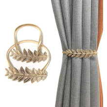 Embrasses de rideaux à motif de feuilles européennes, ressort en alliage pour un ajustement facile, crochets muraux décoratifs pour tous les