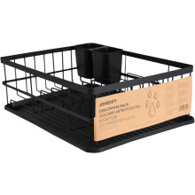 Escorredor de louça em aço inoxidável com revestimento duplo antiferrugem para maior durabilidade, porta-talheres removível para organização,