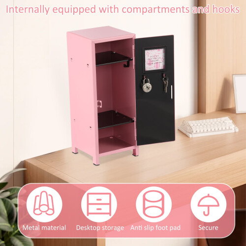 Rustproof Mini Locker with Lock Key Portable Desktop 2