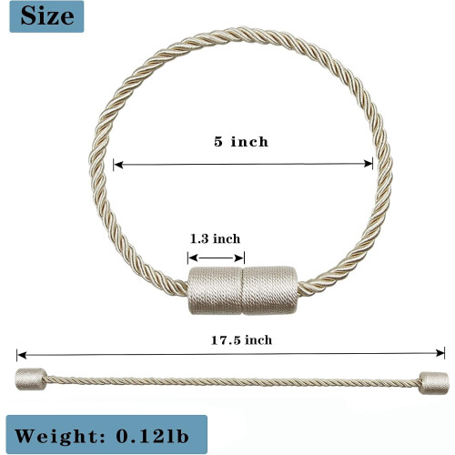 Magnetic Curtain Tiebacks Beige 2 Pack 2